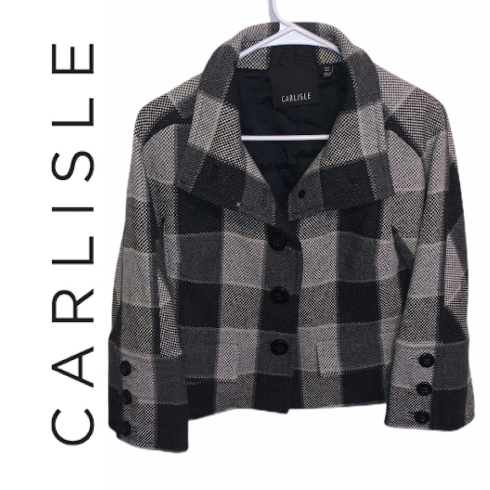 ✨ Carlisle Plaid Wool & Nylon Jacket w/buttons EUC